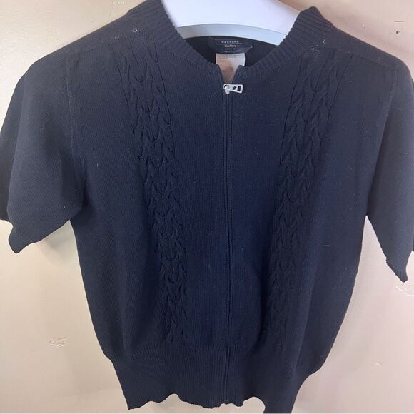 Weekend Max Mara Womens Made in Italy Short Sleeve Zippered Black Sweater Size L - Picture 2 of 6